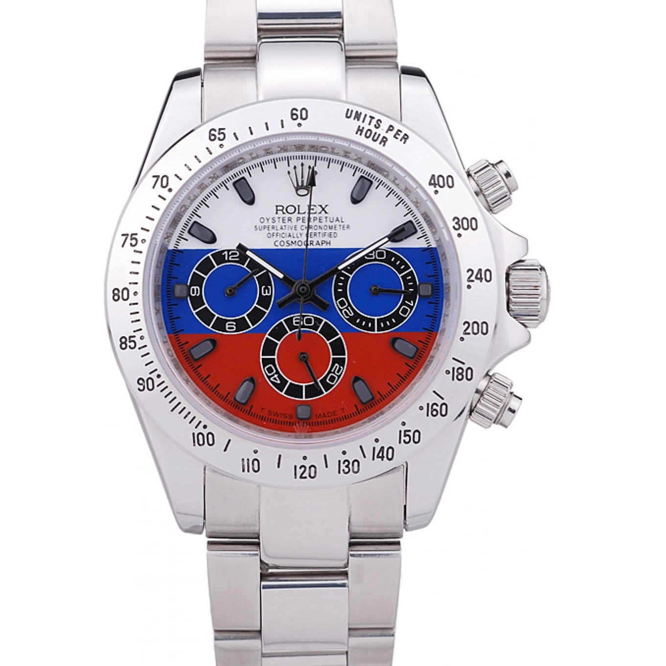 Aaa replica watch Bracelet Cosmograph 7473 Silver Flag Rolex Daytona Russian Dial 0722